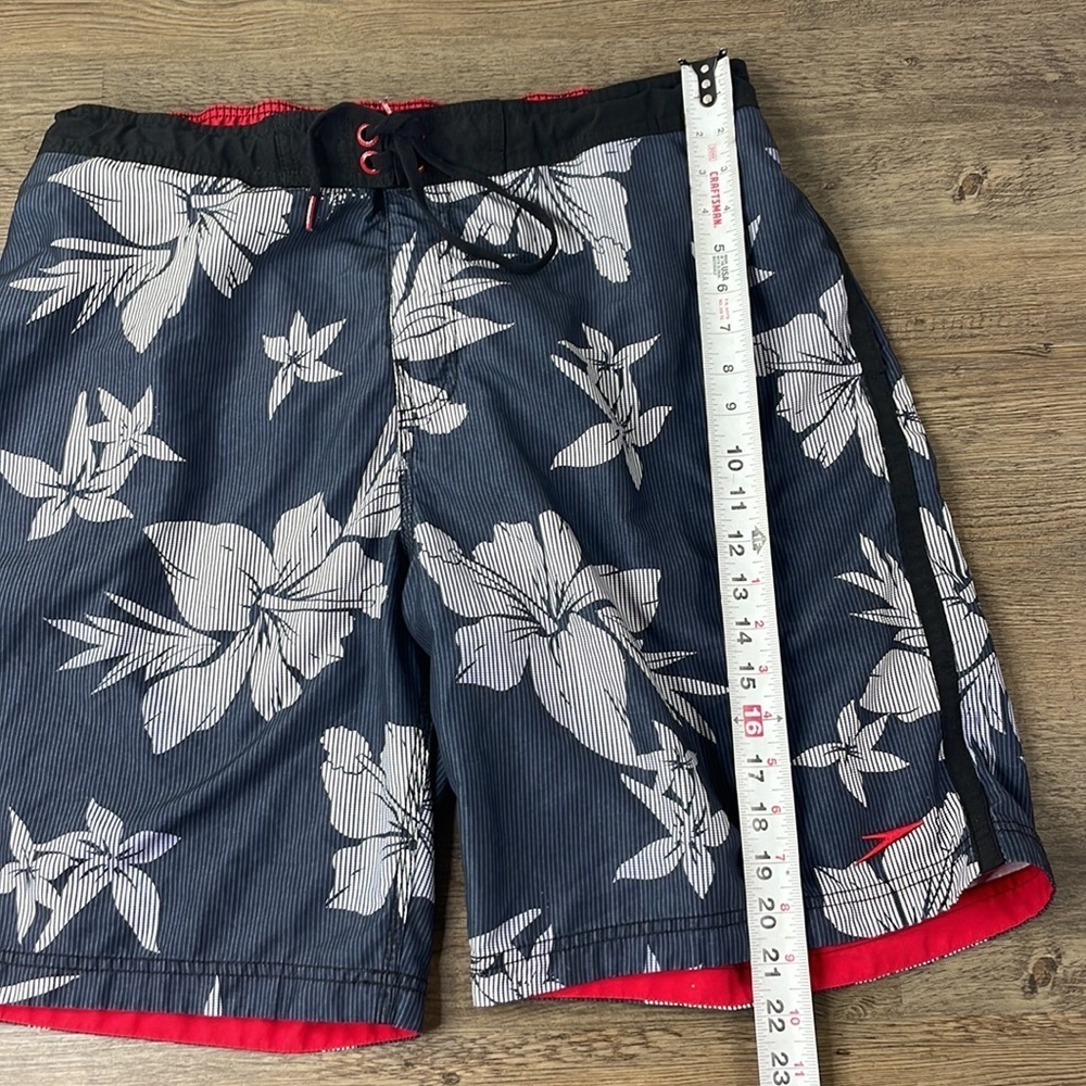 Speedo Men’s Navy Blue and White Tropical Floral Hawaiian Swim Shorts, size Lrg - Picture 5 of 8